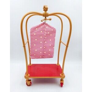 American Girl Doll Truly Me Grand Hotel Luggage Cart Garment Bag Polka Dot